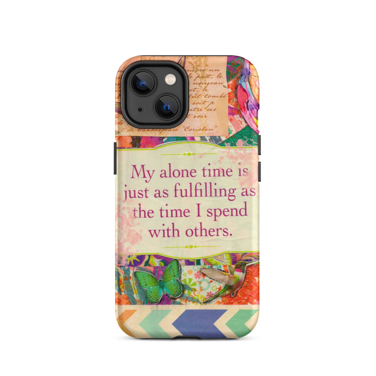 vibrant colors palette iphone case with a mantra on it